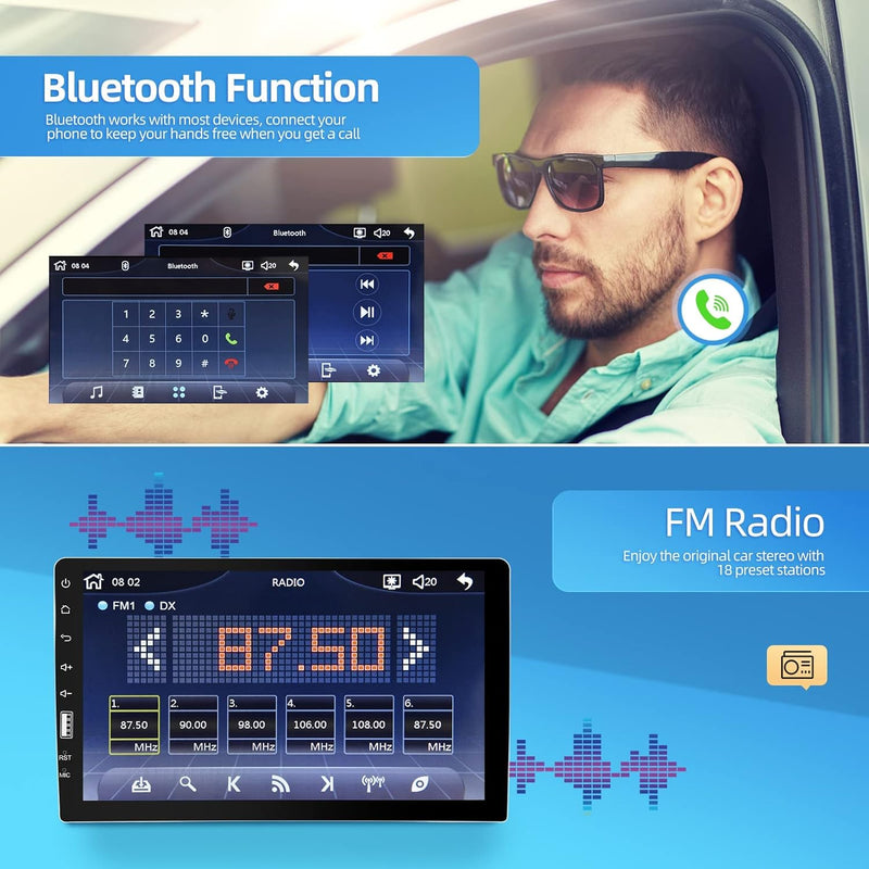 NHOPEEW 9" 1 Din Autoradio mit Apple Carplay / Android Auto, Doppel Din Touch Display Media MP5 Play