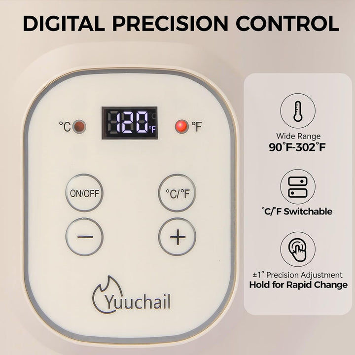 Yuuchail 1,5 l elektrischer Wachsschmelzer mit Digitalanzeige, präziser Temperaturregelung (30–150 °