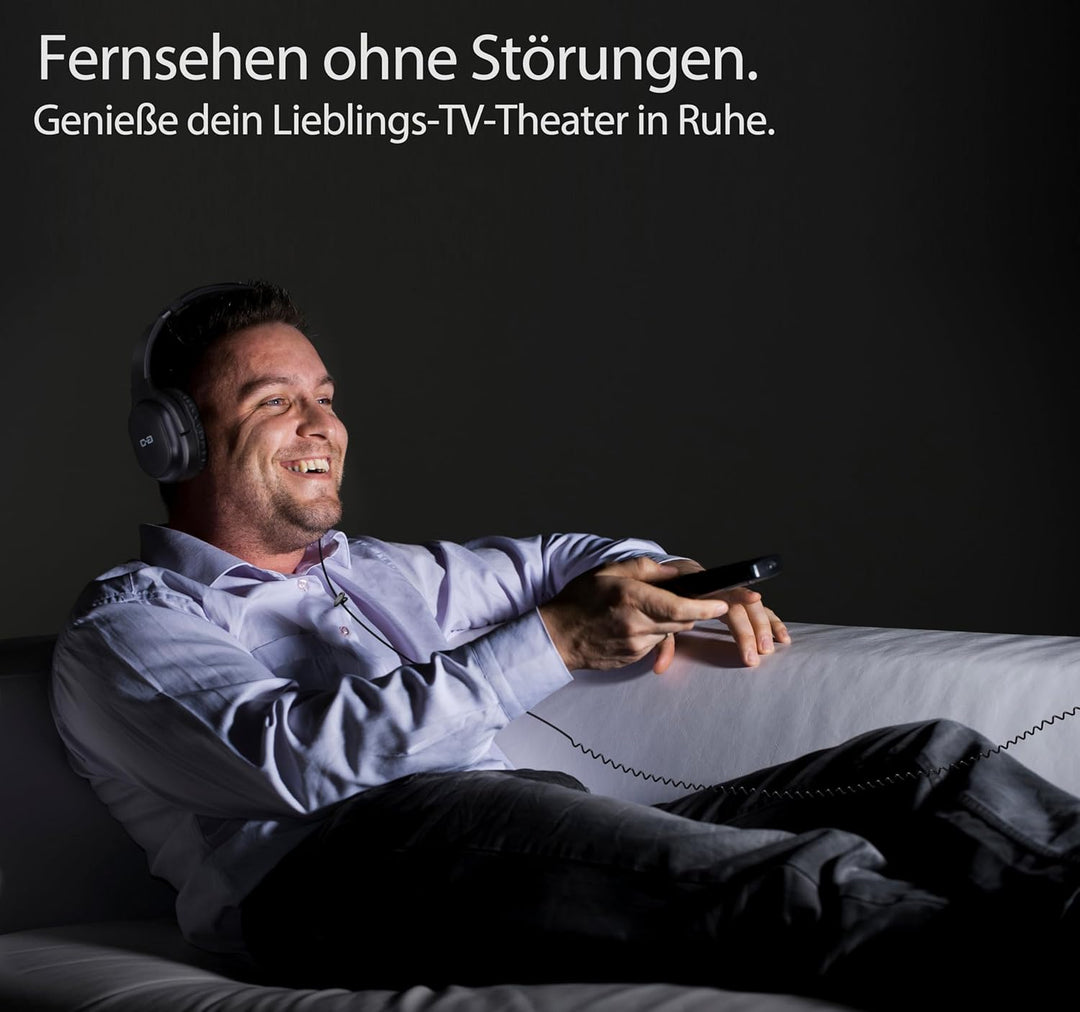 Extra lange Kabel-Kopfhörer für TV und PC mit Lautstärkeregler, 5,5 m Verlängerungsfeder, Spiralkabe