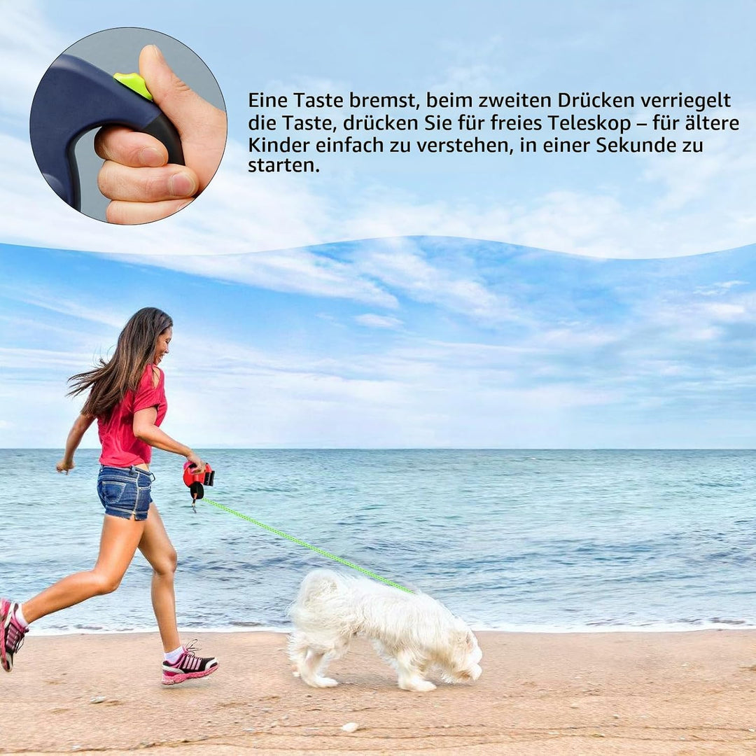 Doppelleine für 2 Hunde - Flexible Einziehbare Hundeleine Mit LED Licht, 3m, Ausziehbar Mit Bequemem