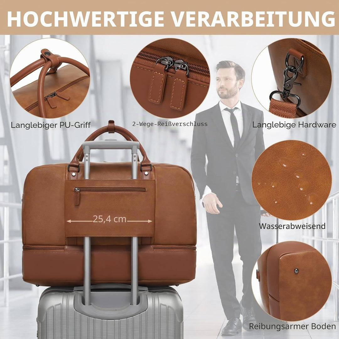 Wogarl Weekender Tasche für Damen Herren Grosse Übernachtungstasche Reisetasche Seesack, Helles Brau