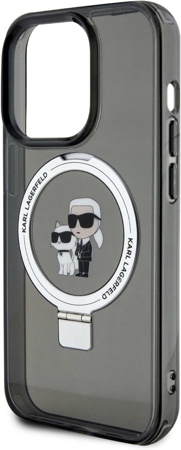 CG Mobile Karl Lagerfeld Magsafe Ringständer Hülle mit Karl & Choupette Heads für iPhone 15 Siehe Be