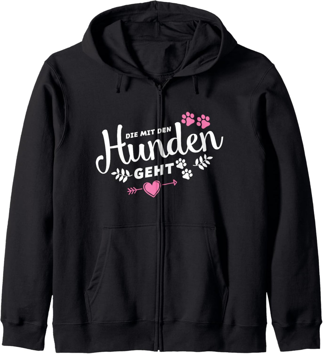 Die mit den Hunden geht Herz Spruch Hund Gassi Pfote Liebe Kapuzenjacke