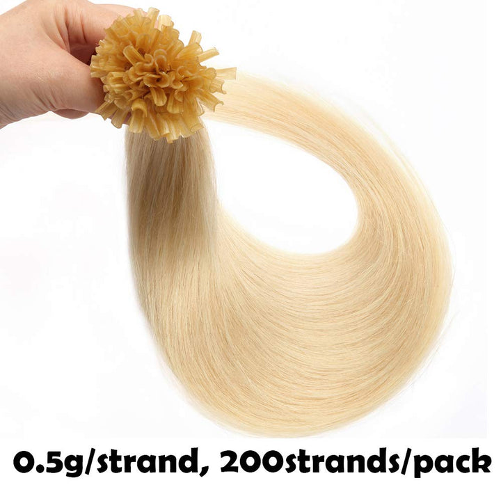 SEGO Extensions Echthaar Bondings Haarverlängerung Keratin U-Tip Human Hair 200 Strähnen Platinumblo