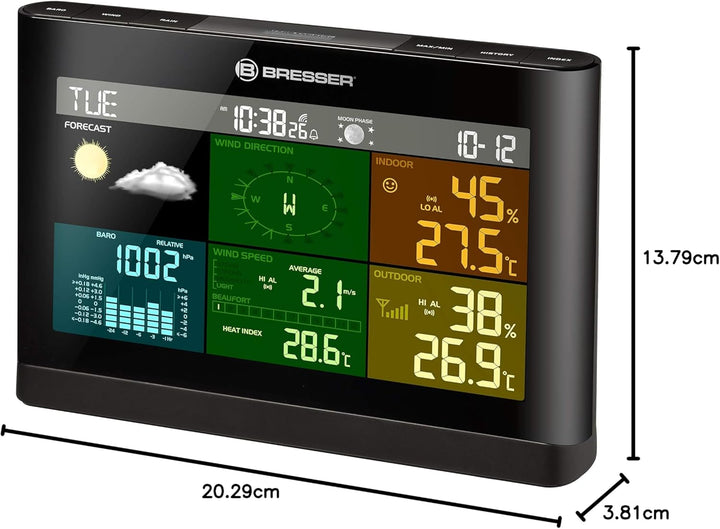 Bresser Wetterstation Funk mit Aussensensor Wetter Center mit 5-in-1 Aussensensor (Temperatur, Luftd