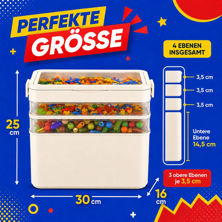 Spielzeug Aufbewahrung 4 Ebenen aus PP, Spielzeugkiste mit Deckel, Spielzeugbox mit Deckel, Aufbewah