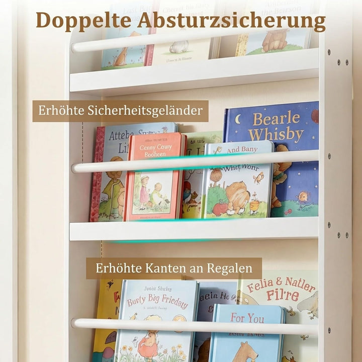 COSTWAY Bücherregal für Kinder, Kinderregal mit 4 Ablagen, Wandregal aus Holz für Spielzeug & Bücher