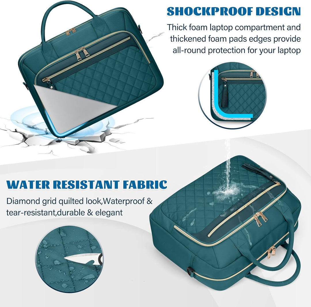 RAINSMORE Laptoptasche Damen 17,3 Zoll Laptop Aktentasche Wasserdichte | Arbeitstasche Lehrertasche