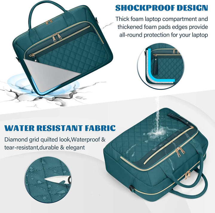 RAINSMORE Laptoptasche Damen 17,3 Zoll Laptop Aktentasche Wasserdichte | Arbeitstasche Lehrertasche