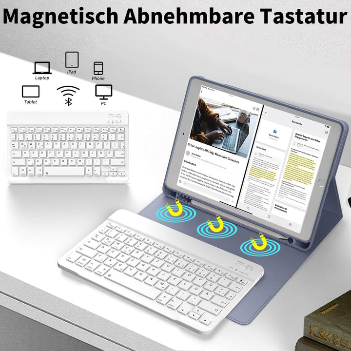Hülle mit Tastatur für iPad 9. 8. 7. Generation 2021 2020 2019, iPad 9/8/ 7 10,2 Zoll Hülle mit Tast