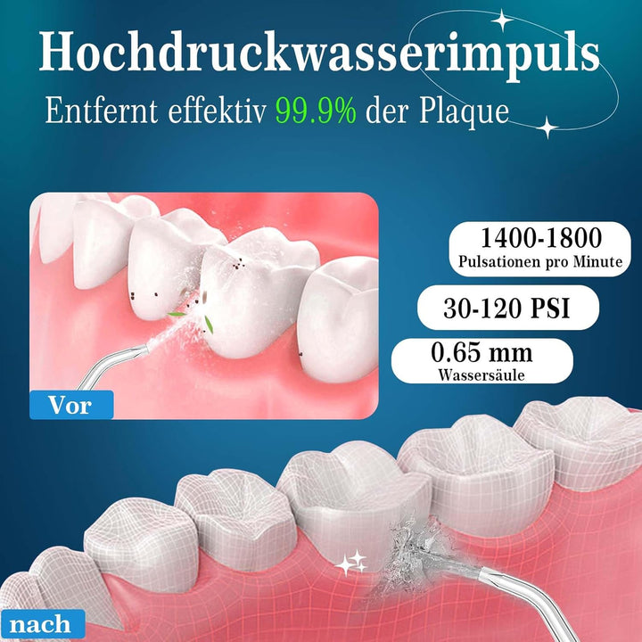SURFOU Munddusche Kabellos Mundduschen 230ML 3 Modi 7 Düsen, Mundduschen Reise Water Flosser IPX7 Wa