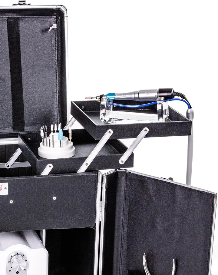 Fusspflegekoffer Rollkoffer ideal für die Mobile Fusspflege Trolley-Koffer Glamour Rosagold Metallic