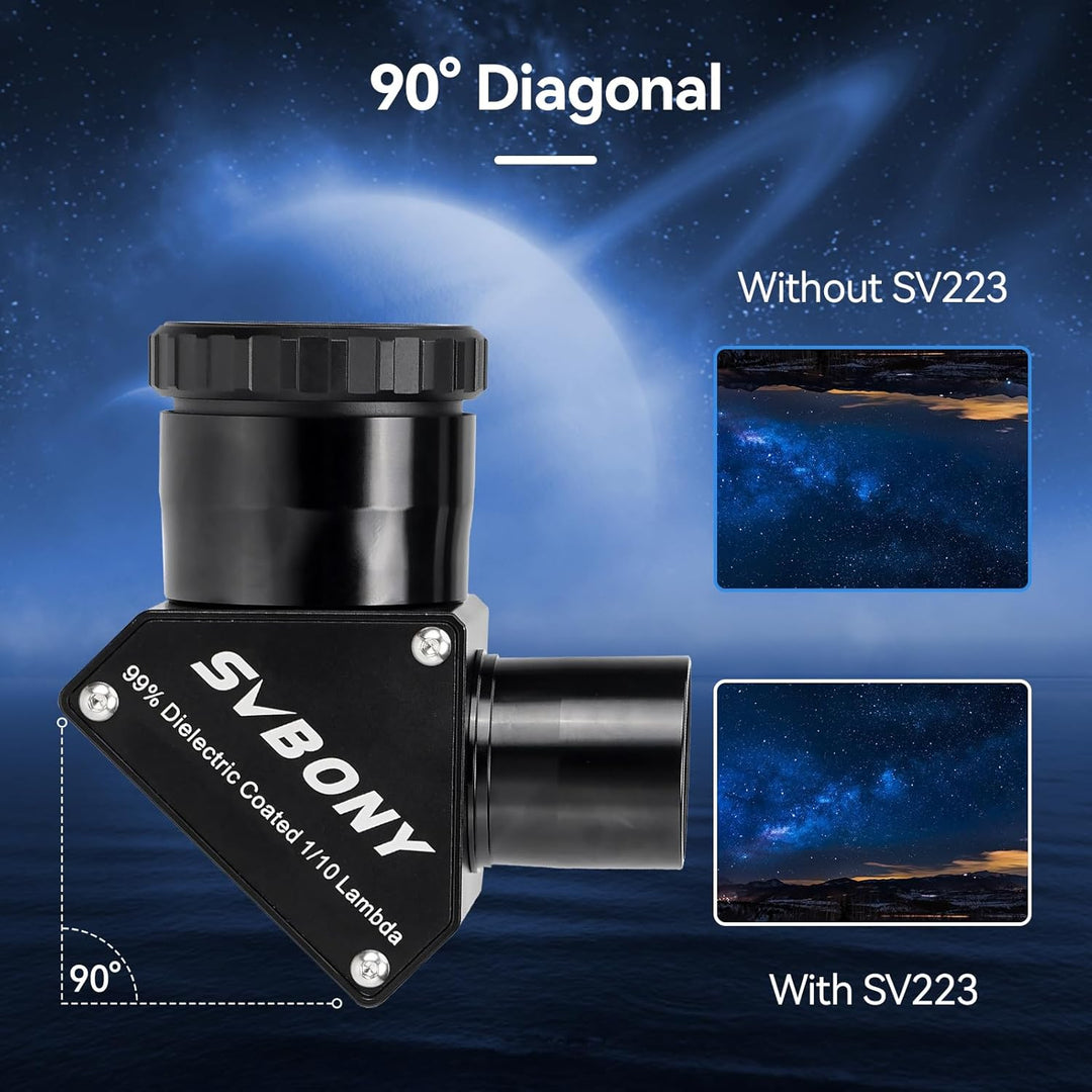 Svbony SV223 Diagonalspiegel, 1,25" 90° Diagonaladapter, Stern Zenitspiegel aus Kohlefasermaterial m