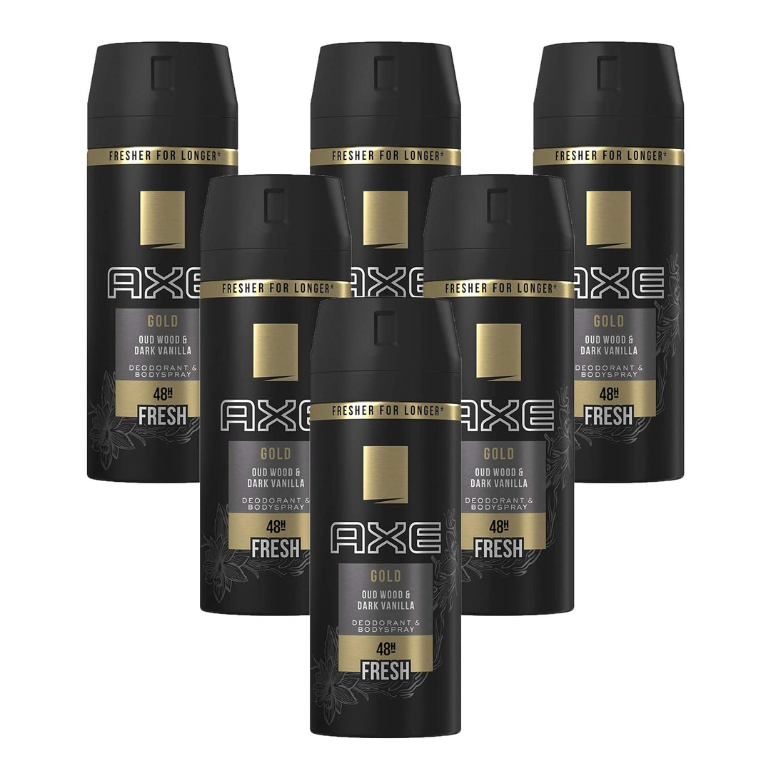 6er Pack - AXE Deodorant/Bodyspray "Gold - Oud Wood & Dark Vanilla" - 150 ml