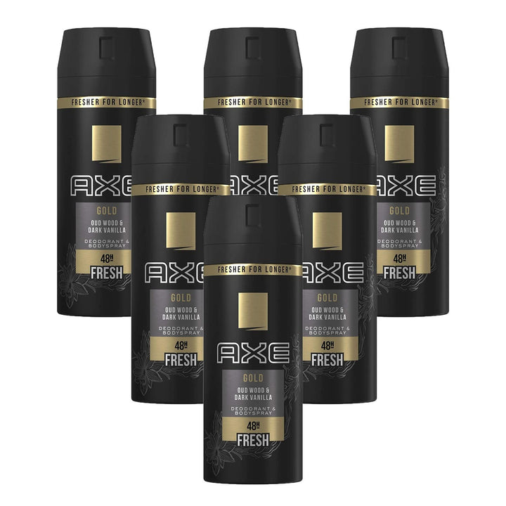 6er Pack - AXE Deodorant/Bodyspray "Gold - Oud Wood & Dark Vanilla" - 150 ml