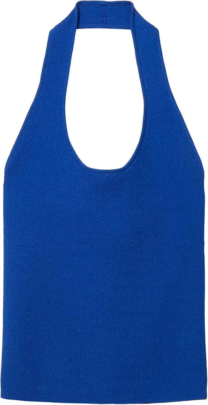TOM TAILOR Denim Damen Basic Neckholder Top, L 14531 - Shiny Royal