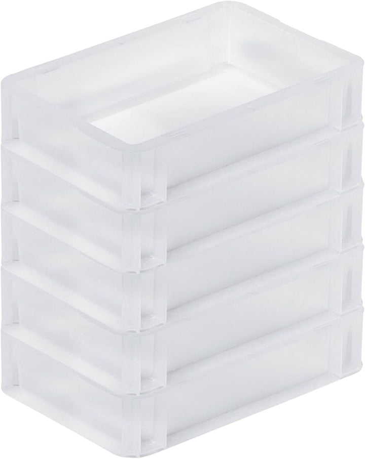 PROREGAL SuperSparSet 5x Transparenter Eurobehälter BasicLine mit geschlossenem Griff | HxBxT 7x20x3