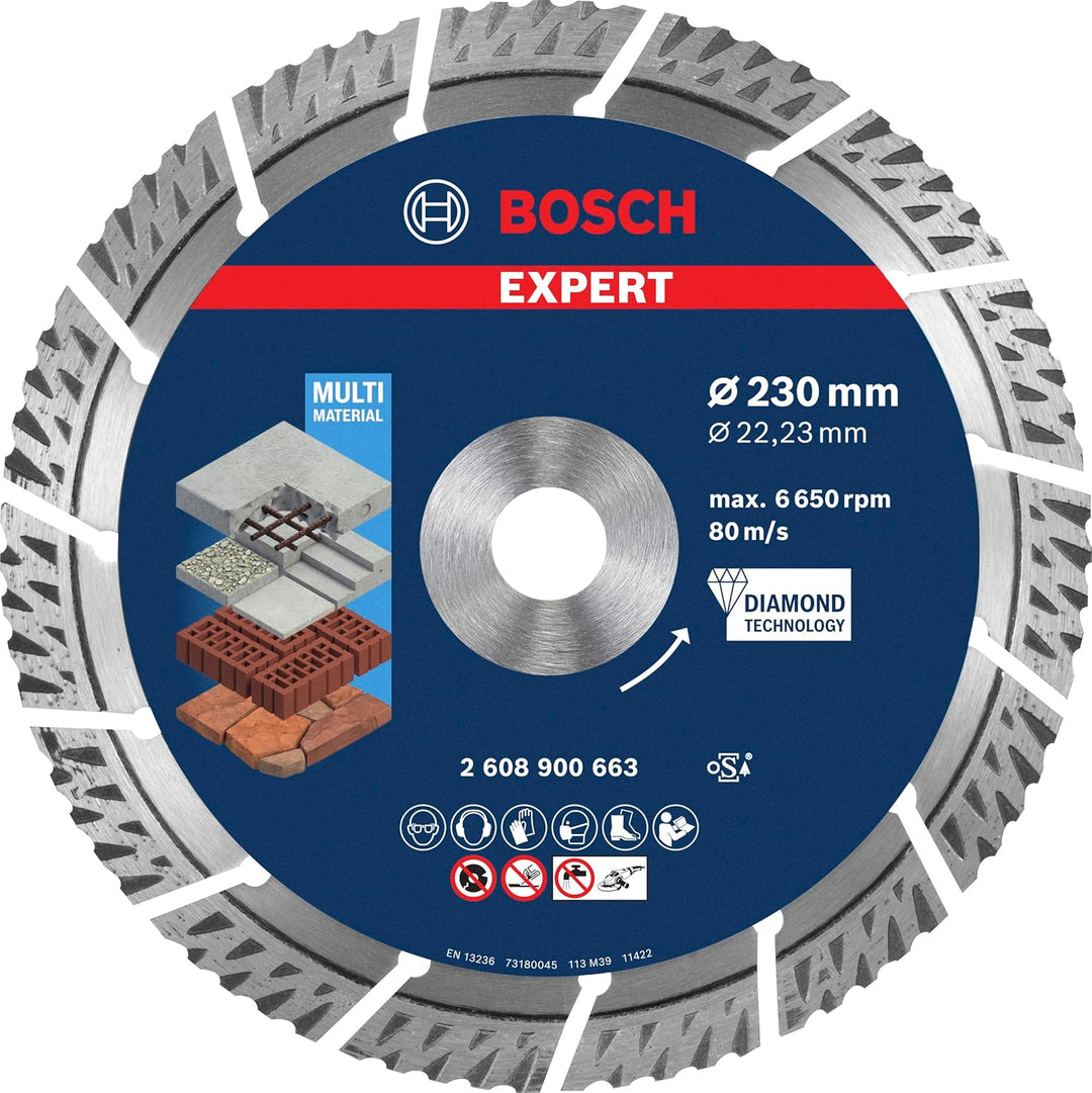 Bosch Professional 1x Expert MultiMaterial Diamanttrennscheiben (für Beton, Ø 230 mm, Zubehör Grosse