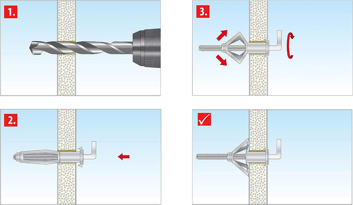 TOX Metall-Hakendübel Pirat Skippi M5 x 37 mm verzinkt, für Befestigungen in Gipskartonplatten, 50 S