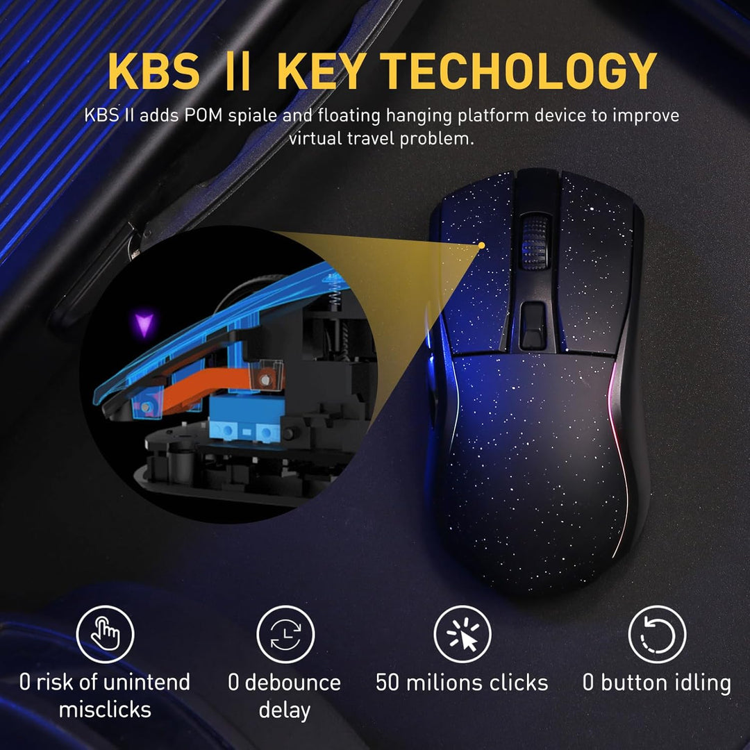 DAREU A950 Gaming Mouse mit RGB Magnetic Ladestation, 88 g Leichte, Programmierbare Tri-Mode Gamer M