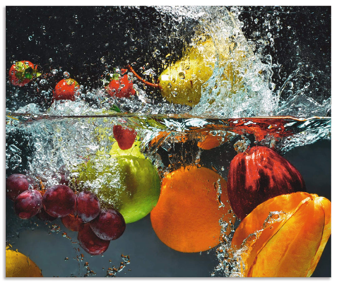 ARTland Spritzschutz Küche aus Alu für Herd Spüle 60x50 cm (BxH) Küchenrückwand mit Motiv Essen Obst