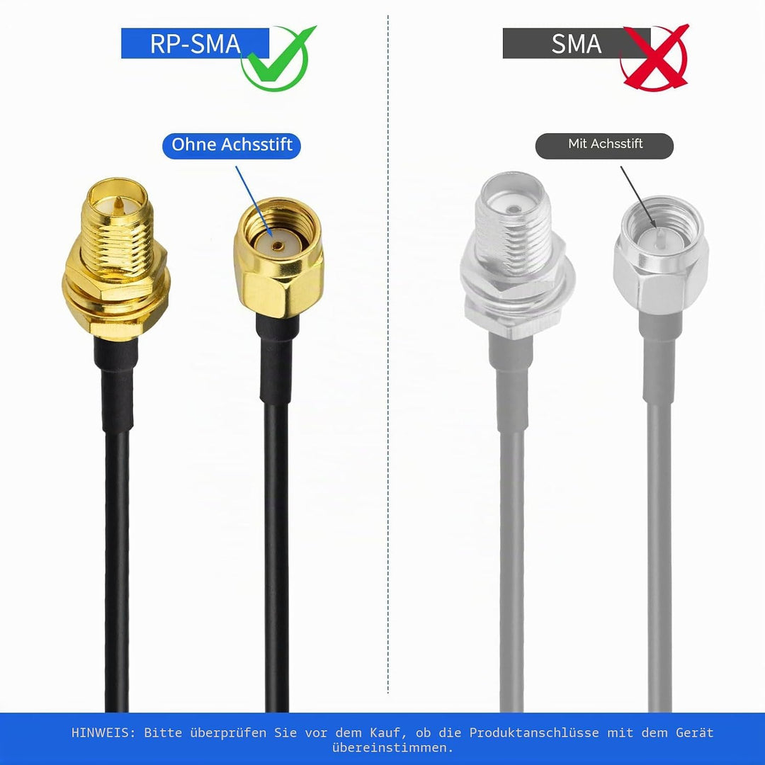 Superbat RPSMA WLAN Antenne Verlängerungs Kabel 10m (2 Stück): RP-SMA Stecker auf Buchse RG174 Koaxi