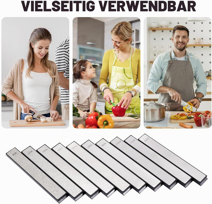 Liseng 10 Stück -Messerschleifstein-Set, Wetzstein-Messerschärfer für professionelles Küchen-Schärfs