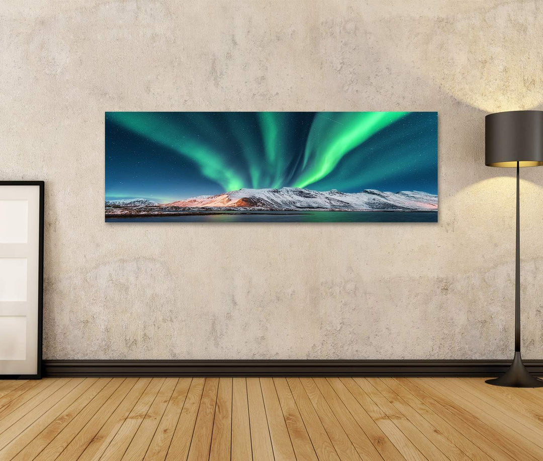 islandburner Bild auf Leinwand Aurora Borealis Lofoten Inseln Norwegen Bilder Wandbilder Poster Lein