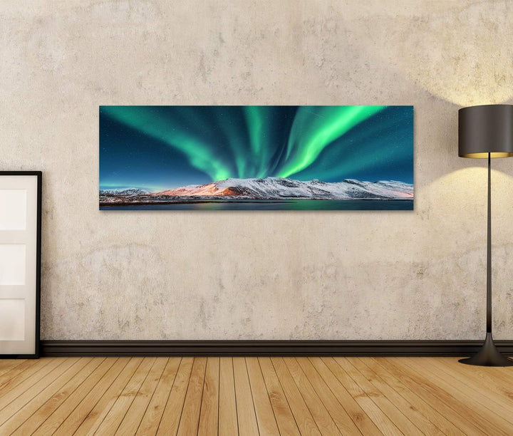 islandburner Bild auf Leinwand Aurora Borealis Lofoten Inseln Norwegen Bilder Wandbilder Poster Lein