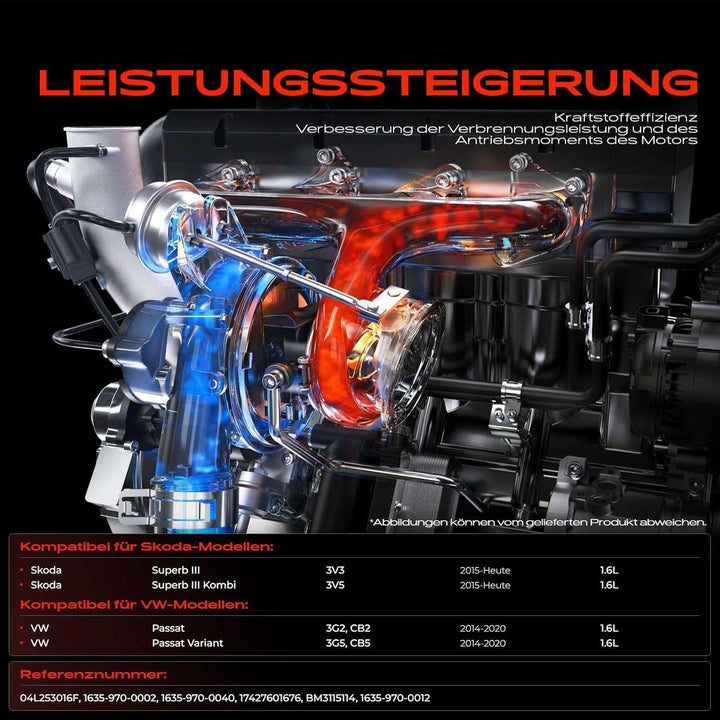 Frankberg Turbolader Abgasturbolader 3-Polig mit Dichtungen Kompatibel mit Superb III 3V3 1.6L Diese