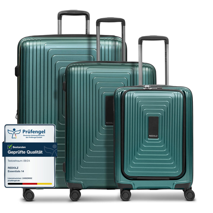 REDOLZ Hartschalen Koffer-Set-3-teilig | S 55 cm Laptopfach + M 66 cm + L 77 cm | Dehnfalte erweiter