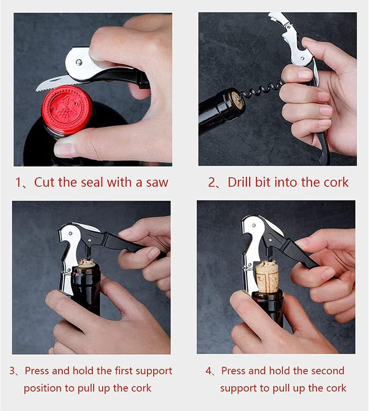 Elfcam® - 1 Stück Kellnermesser - 3-in-1 Funktion Profi Wein Korkenzieher und Flaschenöffner - Multi