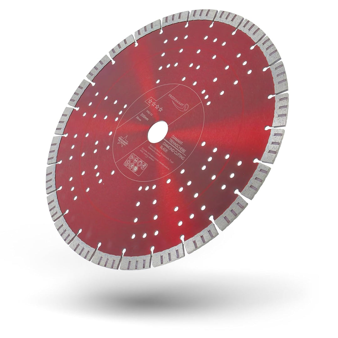 PRODIAMANT Turbo Diamant-Trennscheibe Beton 350mm x 30 mm Segmenthöhe 15mm 350/30mm, 350/30mm