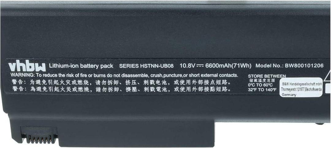 vhbw Li-Ion Akku 6600mAh (10.8V) kompatibel mit Notebook Laptop HP Compaq NC6300, NC6320, NX6330 Ers