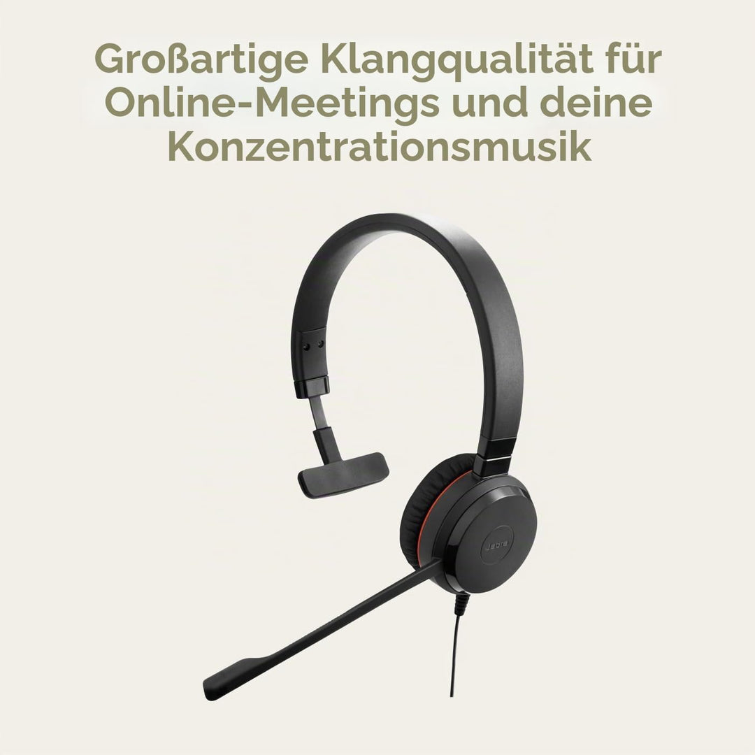 Jabra Evolve 30 II UC Mono USB-C (Überkopfbügel) USB-C Anschluss, mit Mute-Taste und Lautstärke-Regl