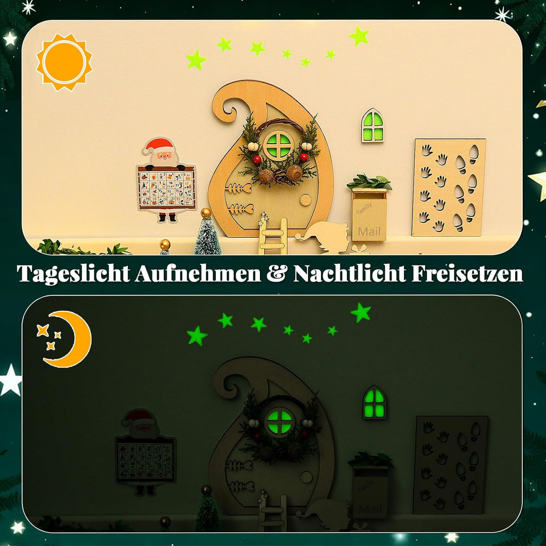Wichteltür Set Wichtel Zubehör für Weihnachten 63 Stück, mit Zelt, Wichtel Baustelle, 12 Wichtelbrie