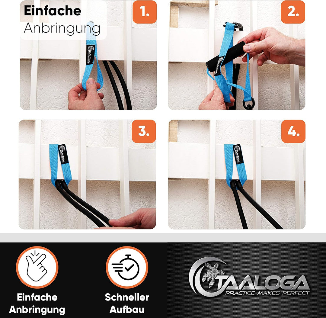 TAALOGA® 2in1 Zugseil Schwimmen I Schwimmtraining I Zugseiltraining mit Handpaddles und Griffen