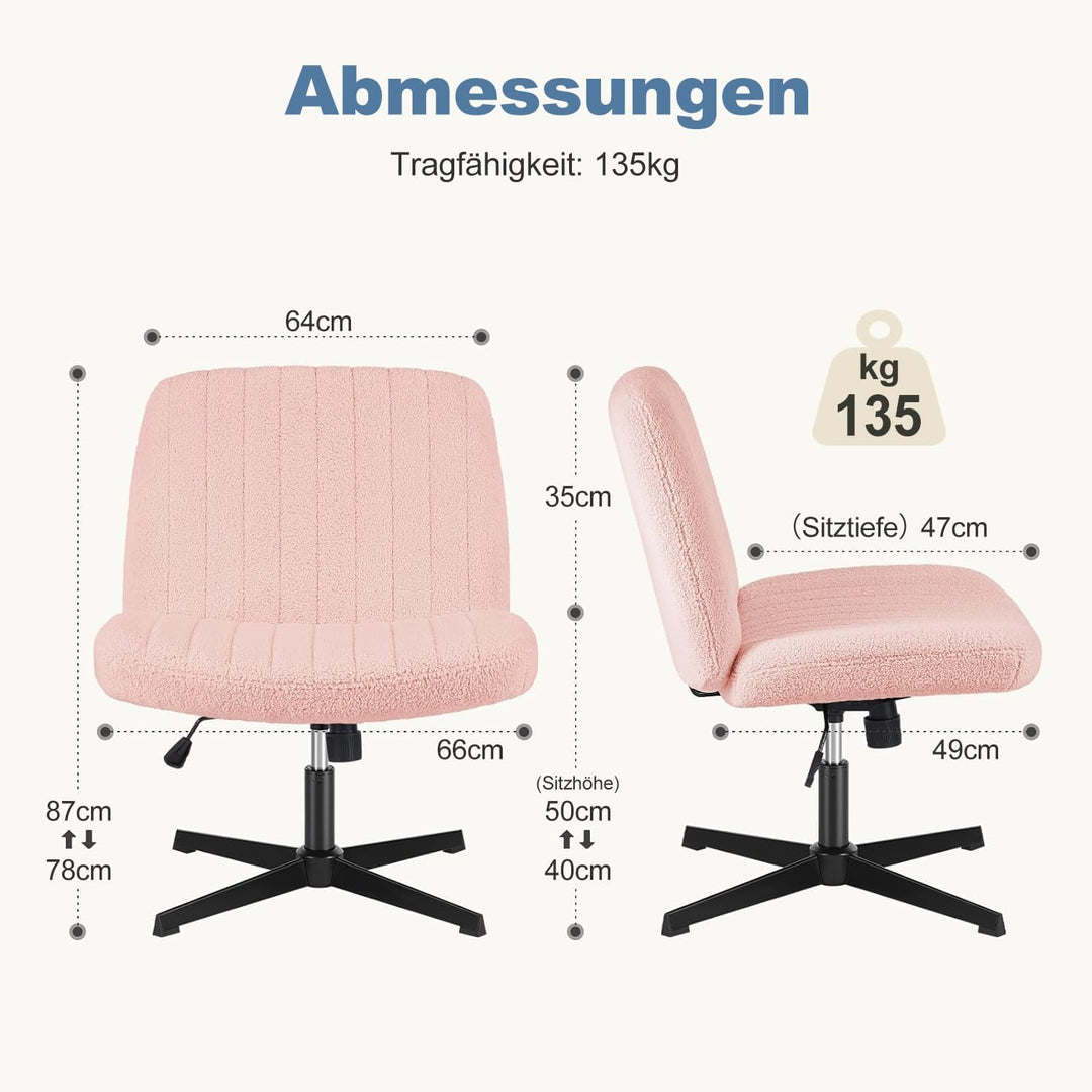 DUMOS Bürostuhl Ohne Armlehne, Teddysamt und Bequemes Netzgewebe Criss Cross Chair, mit Verbreiterte