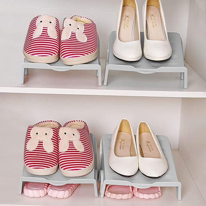 Schuhregale, 4 Stück Schuhschlitze Organizer, Rutschfeste Schuhschlitze, Doppelschicht Schuhregal Sc