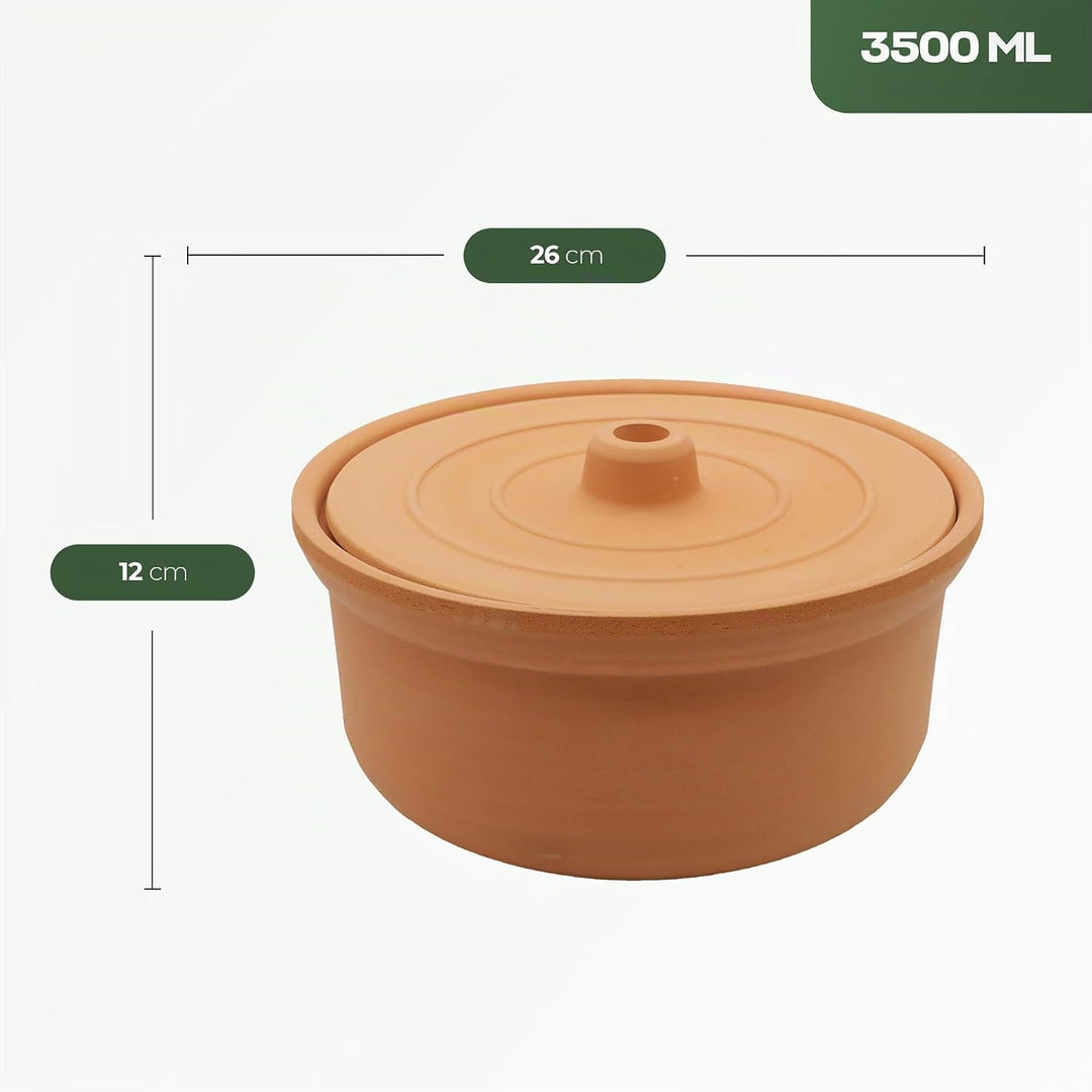 NORDIC SCHILLER Schmortopf, 3500ml, 26x15cm, Naturton, Backofen-Mikrowellen, Gefriergeeignet, Wärmes
