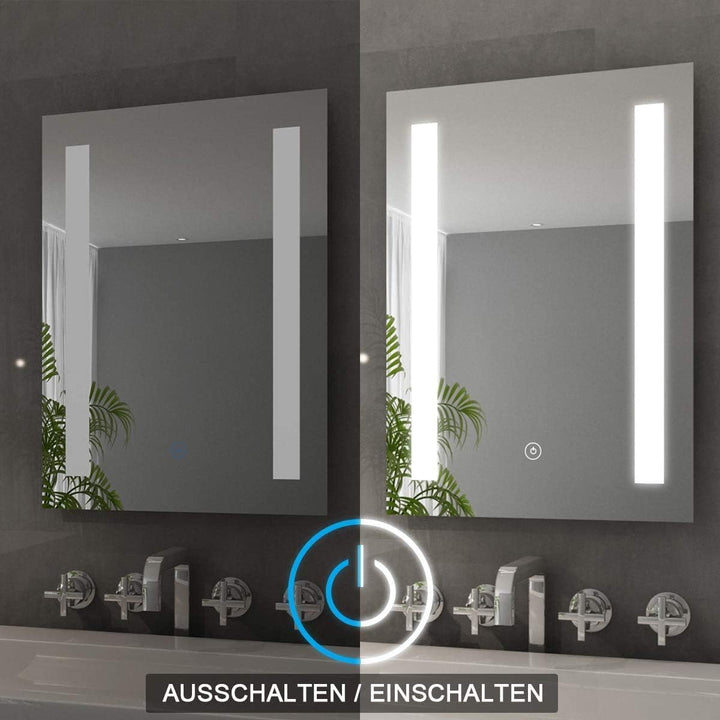 ELEGANT Badspiegel mit LED-Beleuchtung 50 x 70 cm Spiegel kaltweiss Energiesparend LED Badezimmer Wa