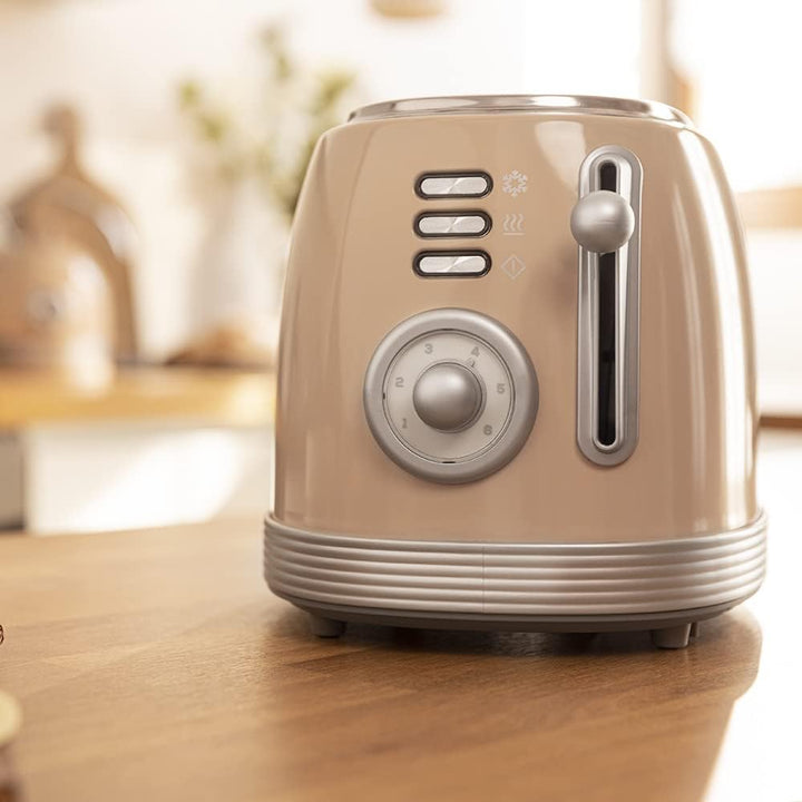 Cecotec Toast&Taste 800 Vintage Light Beige, 850 W, Doppelschlitz, extra breit, 3, 8 cm, 2 Toaster,