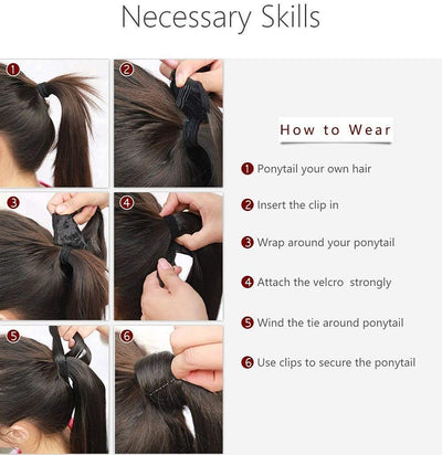 SEGO Clip in Ponytail Extensions Echthaar Zopf Pferdeschwanz Haarteil Lockig Wavy Curly Haare Haarve