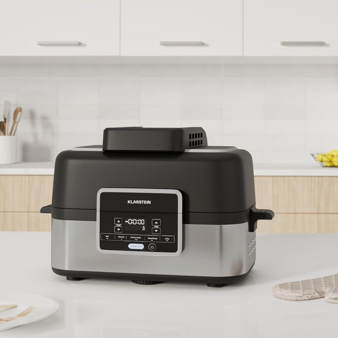 Klarstein 2-in-1 Heissluftfritteuse mit Grill, Airfryer mit Schnellaufheizung 1500W, XL Heissluftfri