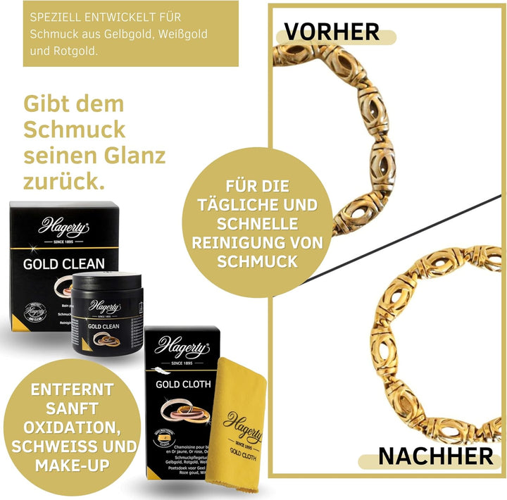 Hagerty Set Gold Clean Goldbad + Gold Cloth Goldputztuch zur Reinigung von Gelbgold Weissgold Rosego
