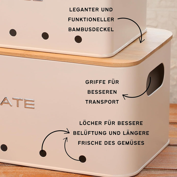 kartoffel aufbewahrungsbox - Set 3 aufbewahrung kartoffeln zwiebeln knoblauch - gemüse aufbewahrung