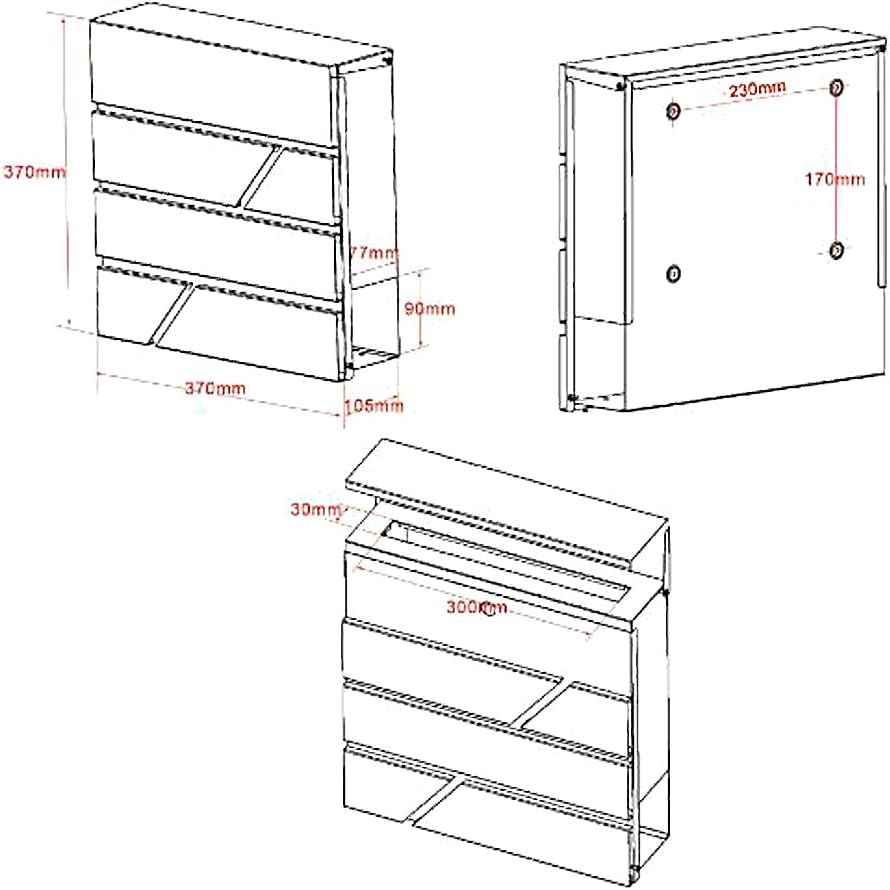 Wiltec Designer Briefkasten V16 Anthrazit 370 x 105 x 370 mm, Wandbriefkasten mit Schloss und Zeitun