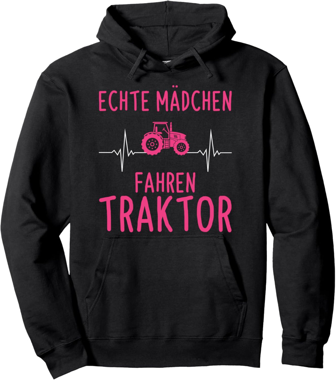 Echte Mädchen Fahren Traktor Trecker Landwirtin Herzschlag Pullover Hoodie