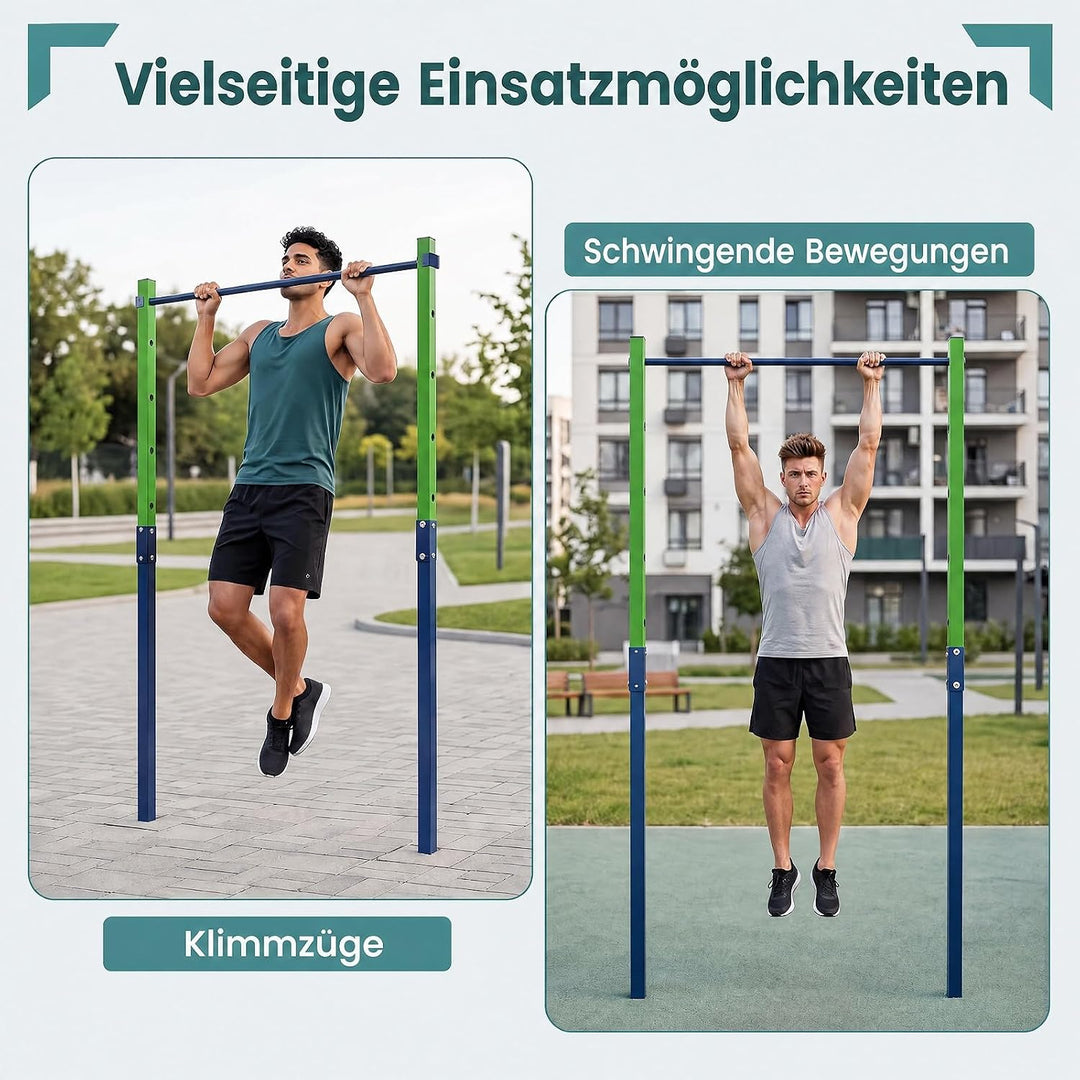 GYMAX Outdoor Klimmzugstange höhenverstellbar, Klimmzugstation Metall | Klimmzugstation Metall Kraft