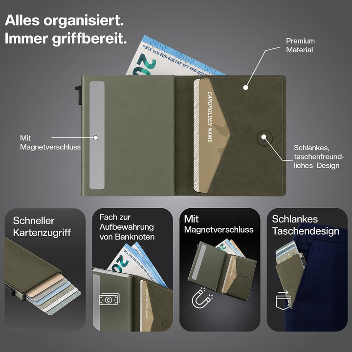 ProWallet Slim Deluxe - Slim Wallet mit RFID-Schutz 9,7 cm Schwarz, 9,7 cm Schwarz